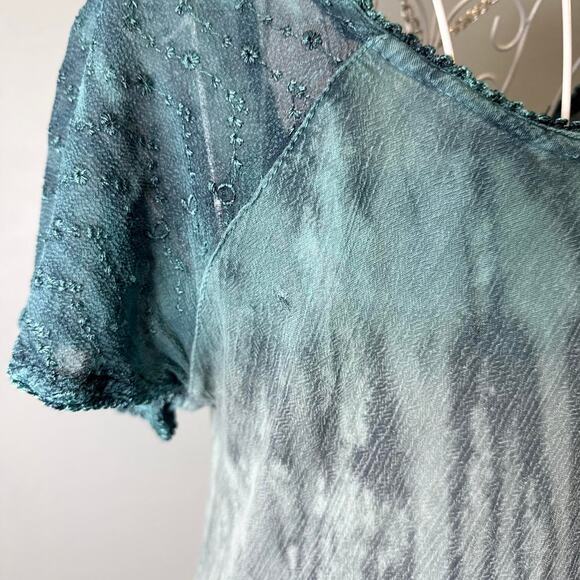 fairy vintage 90s y2k embroidered sequin patchwork babydoll flowy top - Picture 7 of 8